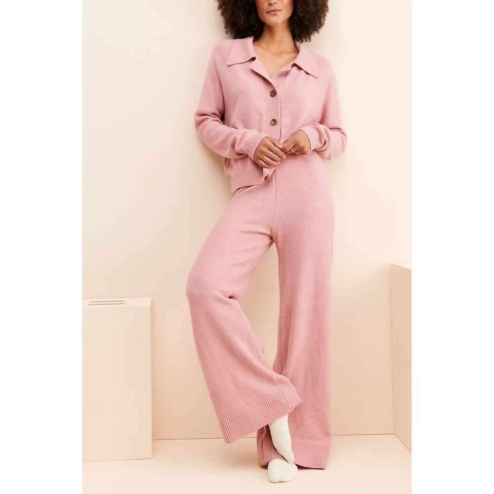 Moon River Dawn Knit Wide Leg Pants Pink XS NWT